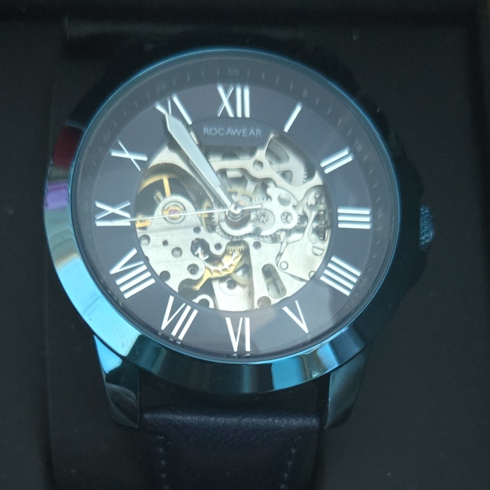 Rocawear Blue and Silver Skeleton Watch